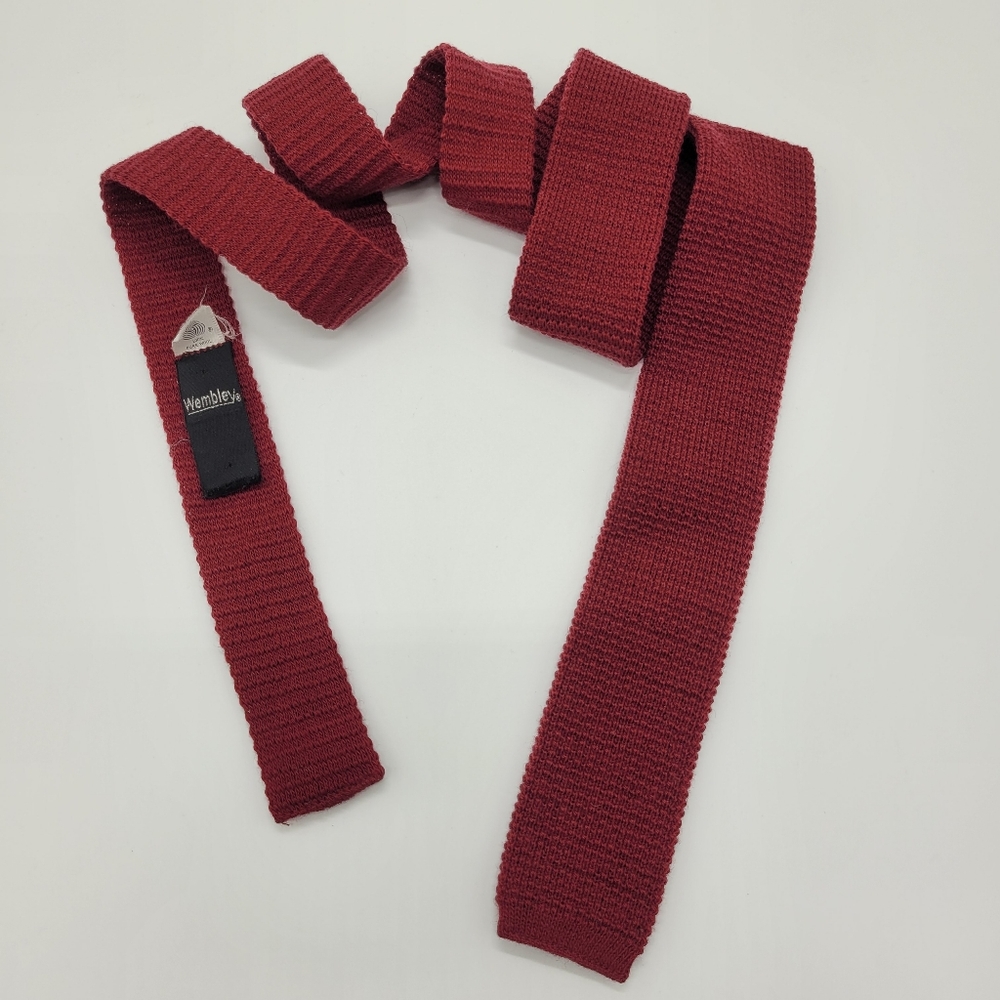 Wembley Tie Vintage Wool Knit Red USA Made Classic